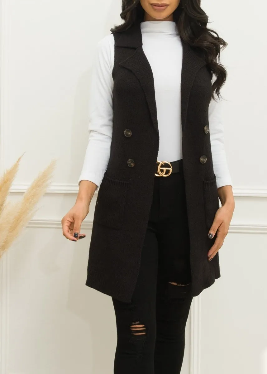 Handle It Cardigan Vest Black