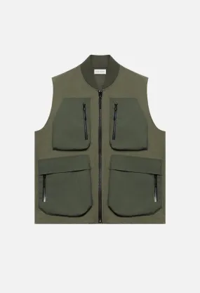 High Shrunk Nylon Vest / Olive