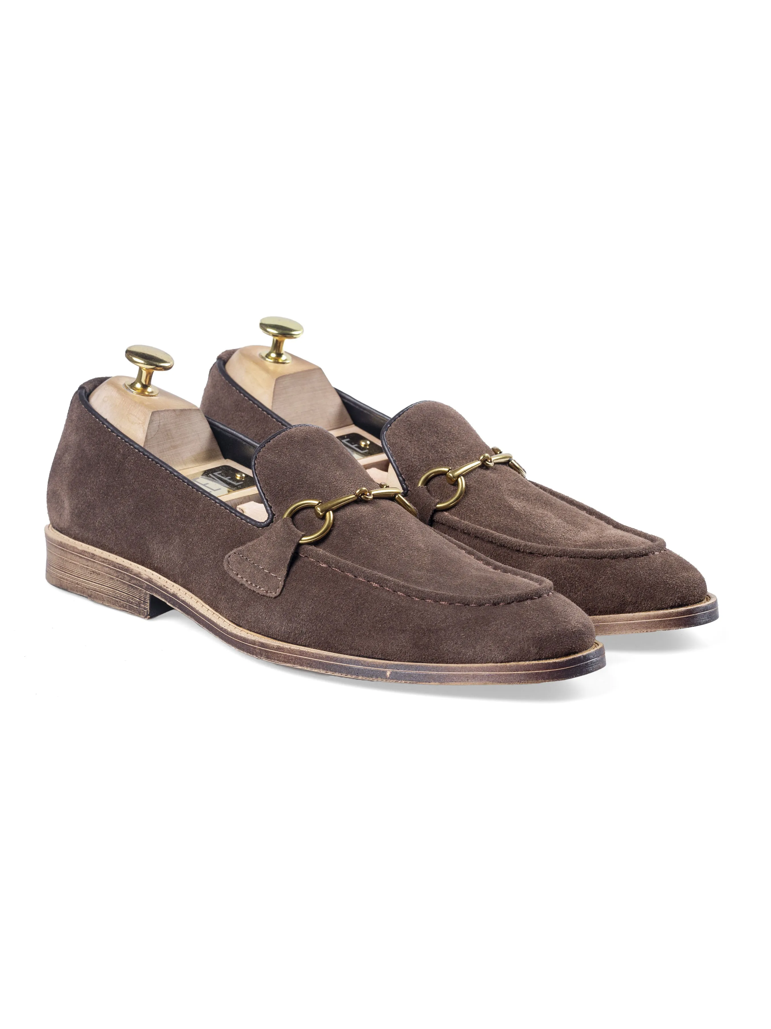 Horsebit Buckle Loafer - Coffee Suede Leather (Flexi-Sole)