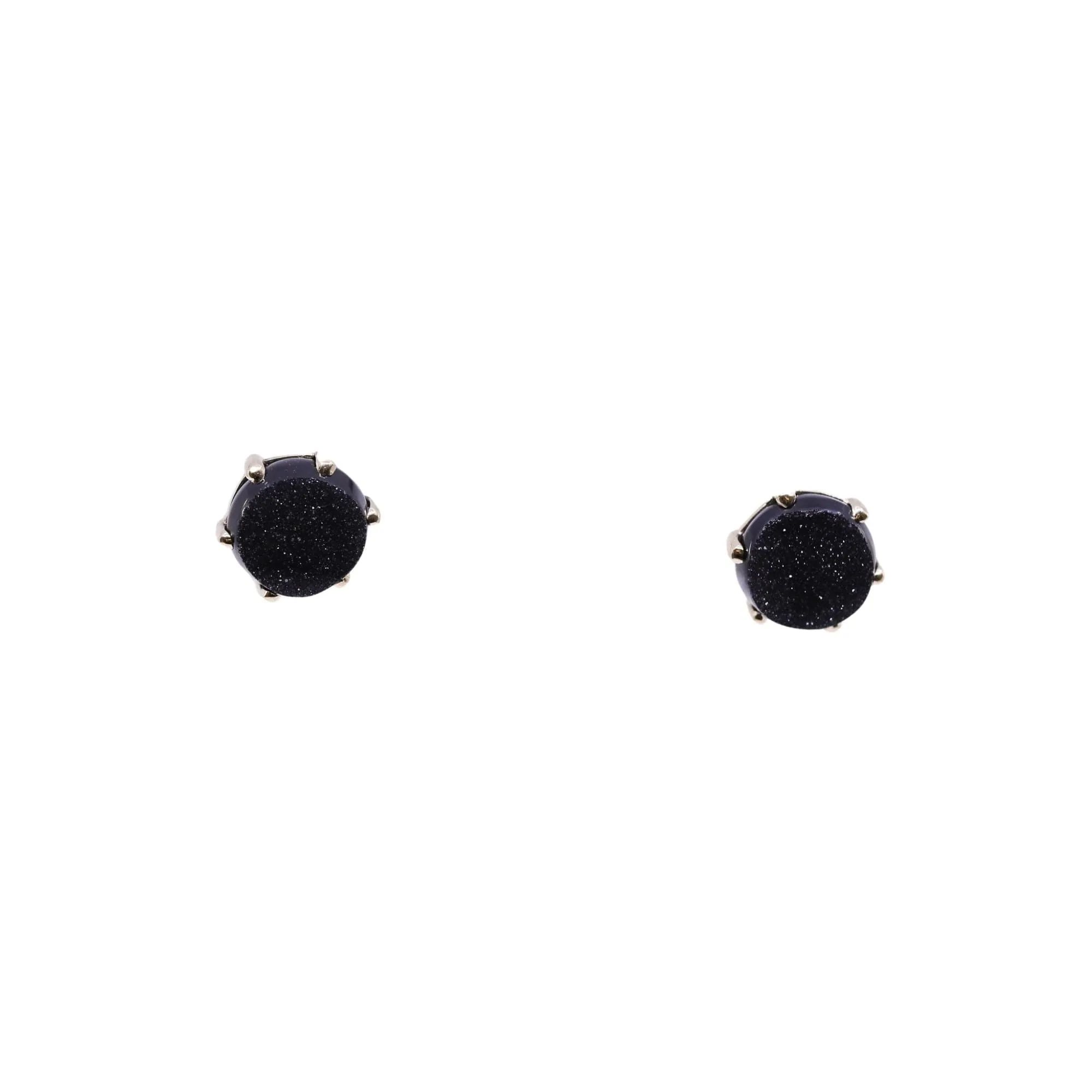 JAMIE JOSEPH 14K YELLOW GOLD BRAZILIAN BLACK DRUSY STUD EARRINGS