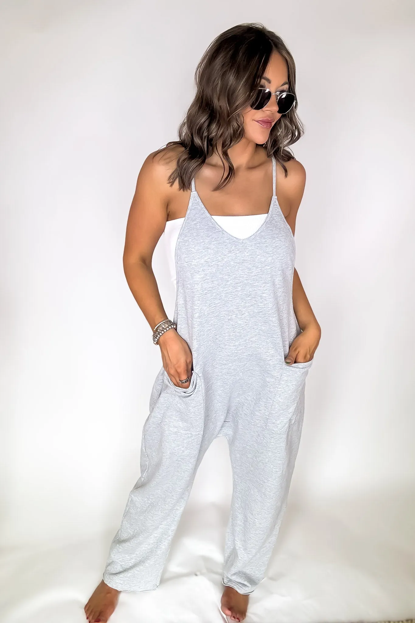 Jenny V-neck Baggy Knit Jumpsuit