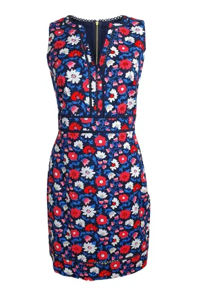 KATE SPADE New York Blue Floral Print Daisy Jacquard Sheath Dress (US 4 | UK 08)