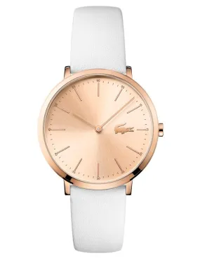 Lacoste Moon Ultra Slim Womens Watch - Rose-Tone Case & Dial - White Leather