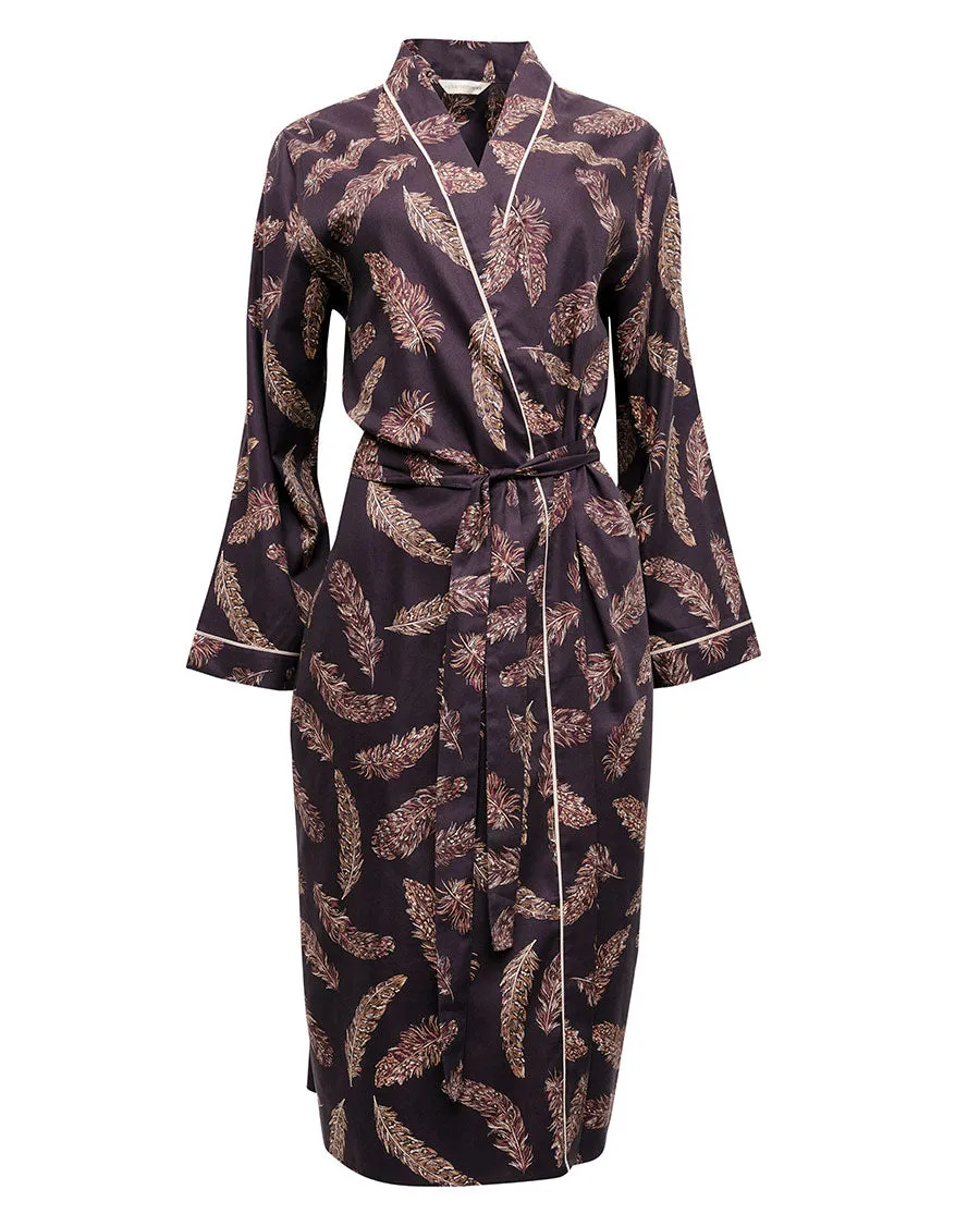 Lana Feather Print Long Dressing Gown