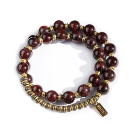 Love, Genuine Garnet Gemstone 27 Beads Mala Bracelet