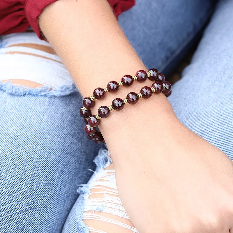 Love, Genuine Garnet Gemstone 27 Beads Mala Bracelet