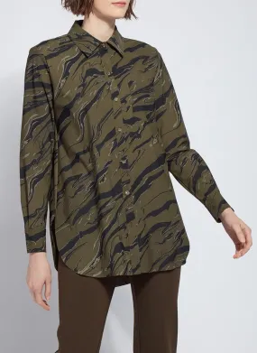 Lysse Schiffer Button Down Printed in Olive Branch