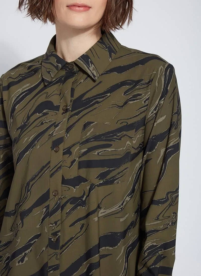 Lysse Schiffer Button Down Printed in Olive Branch