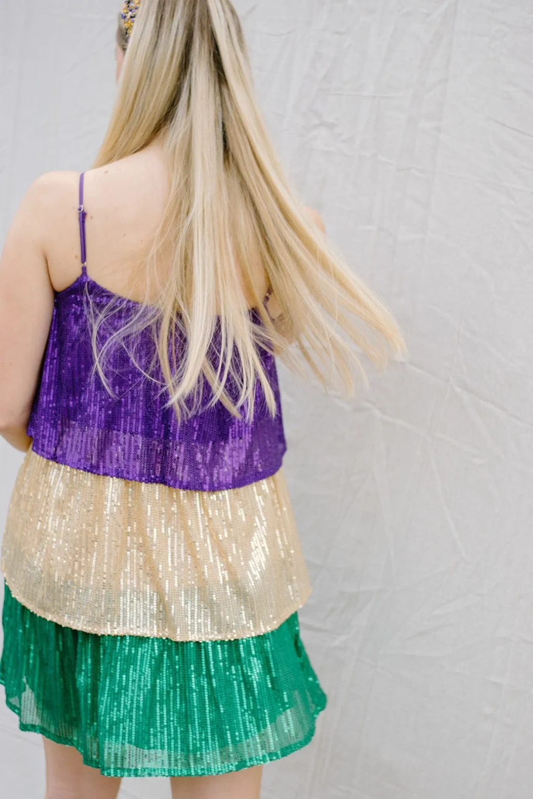 Mardi Gras Sequin Tiered Dress