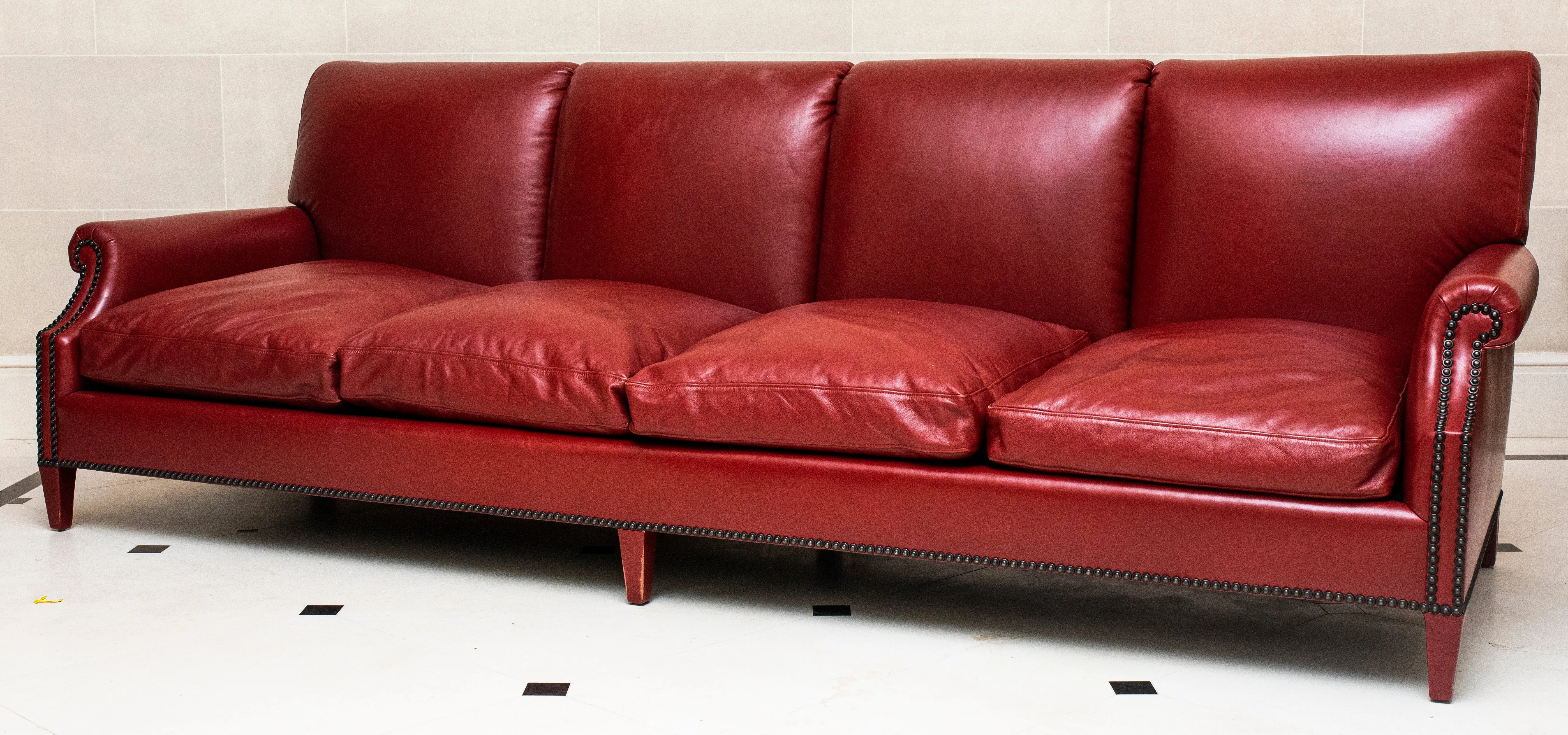 Modern Red Leather Custom Sofa