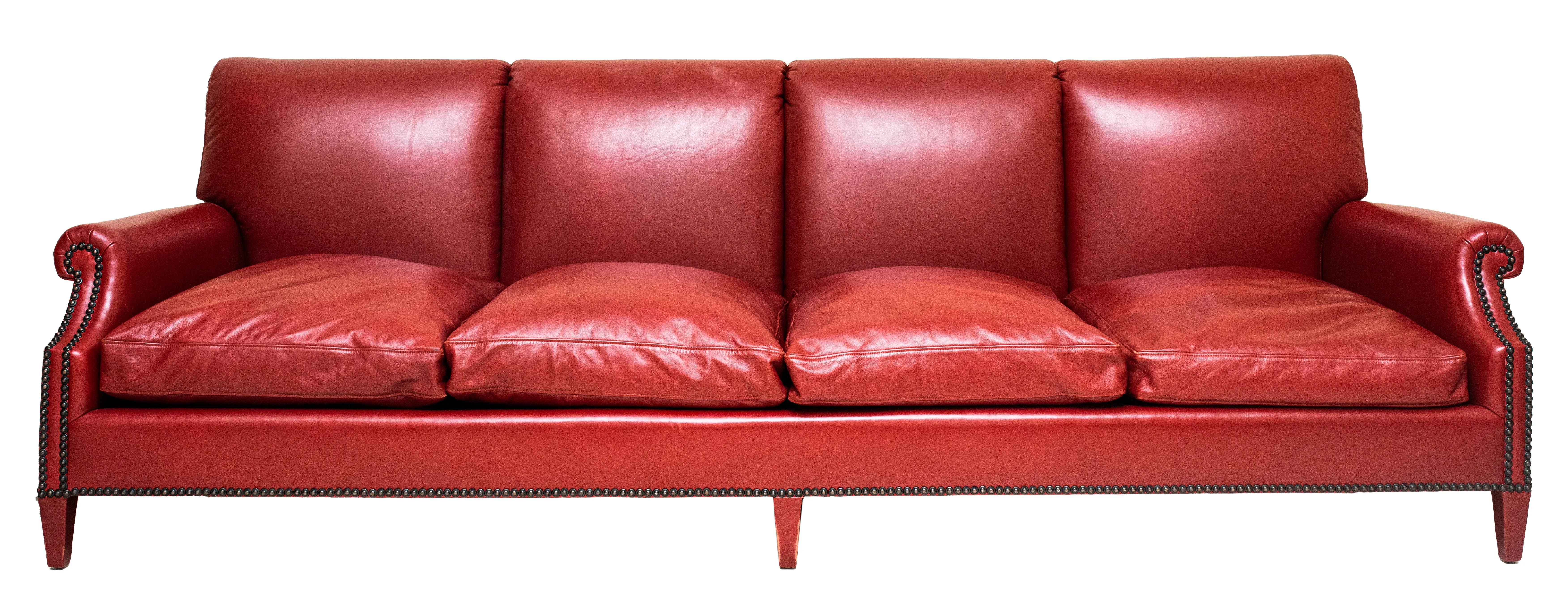 Modern Red Leather Custom Sofa