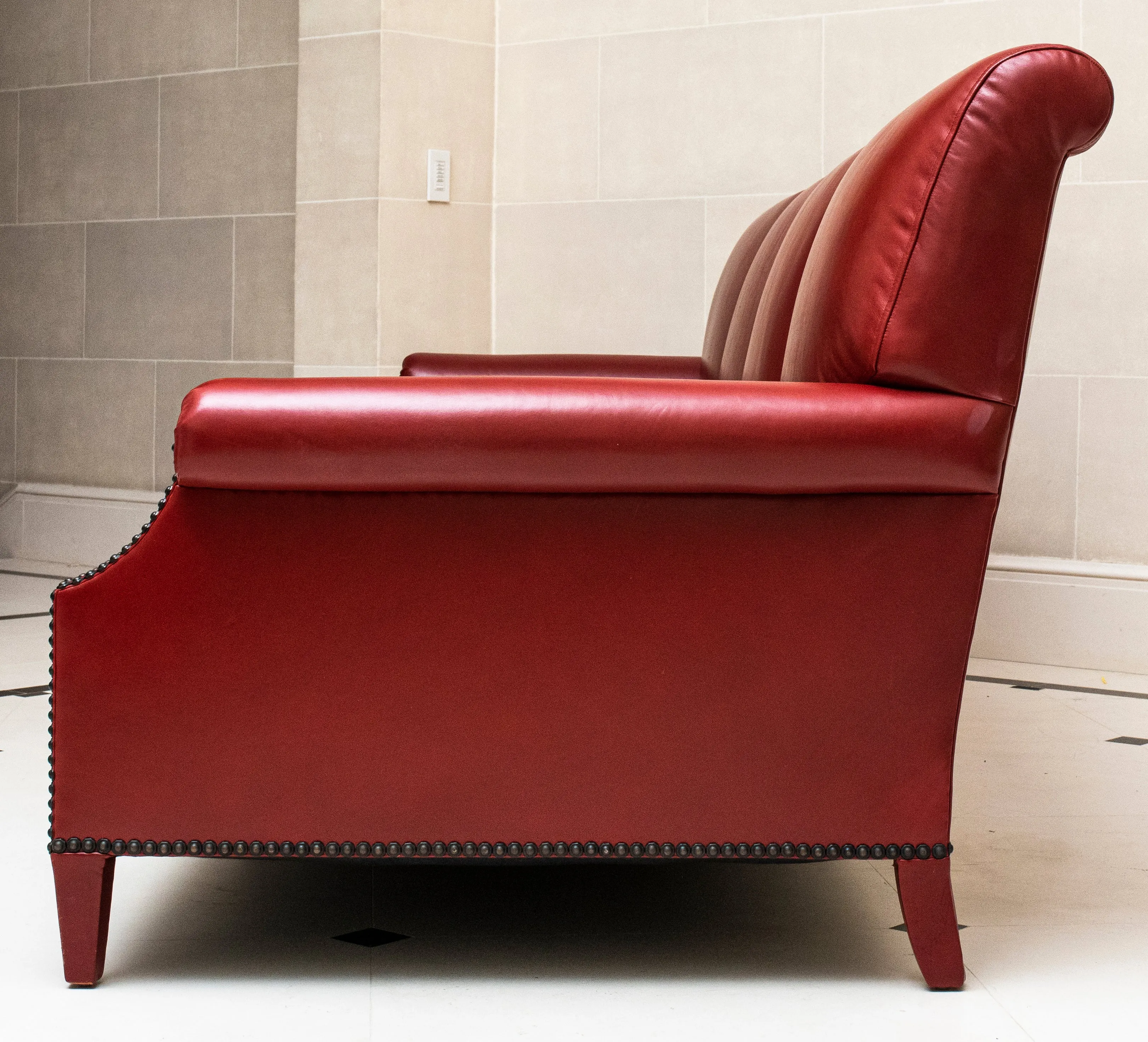 Modern Red Leather Custom Sofa