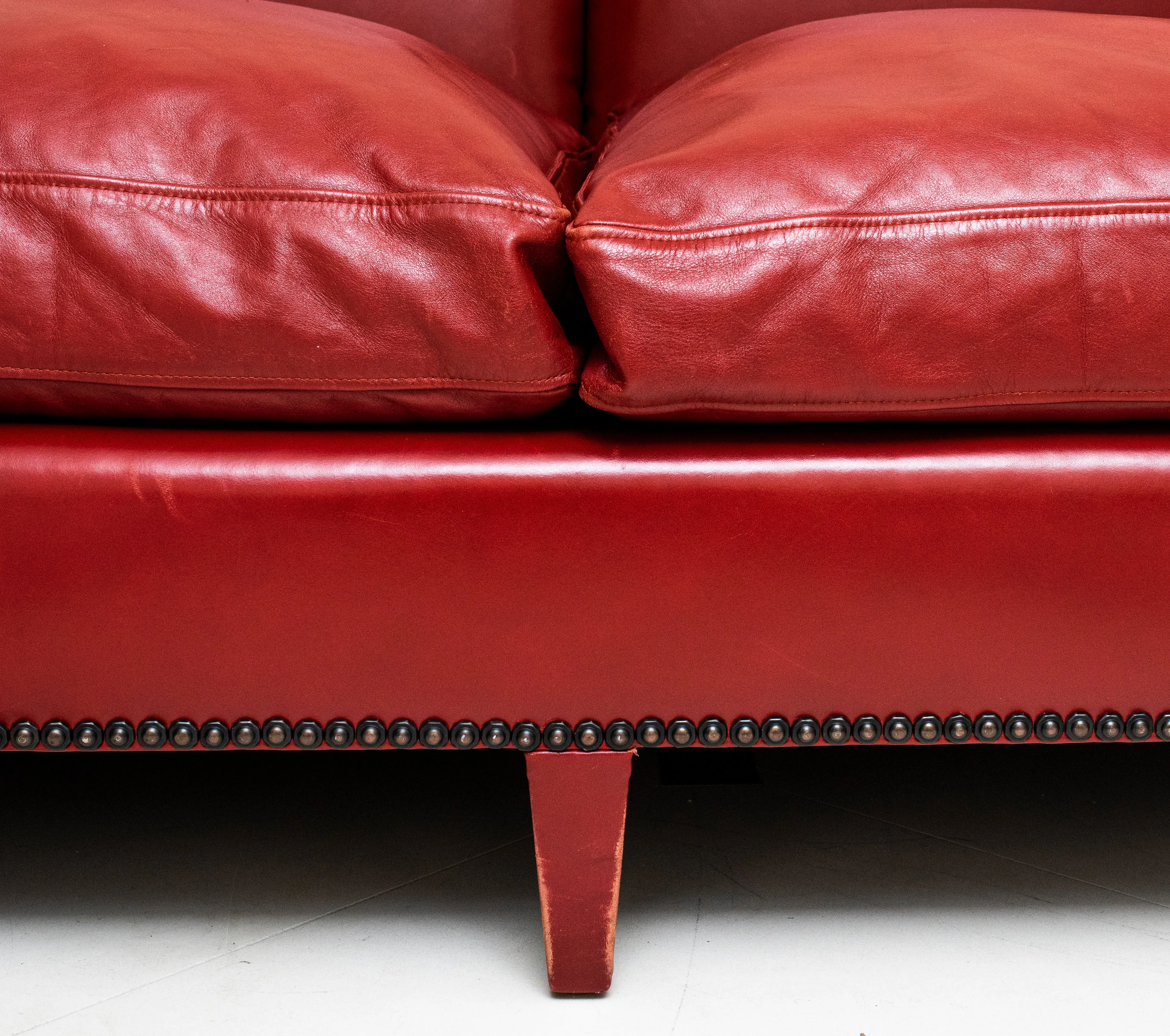 Modern Red Leather Custom Sofa