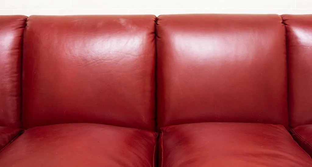 Modern Red Leather Custom Sofa