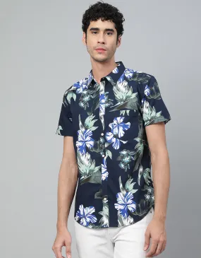 Navy Floral Printed CasualShirt