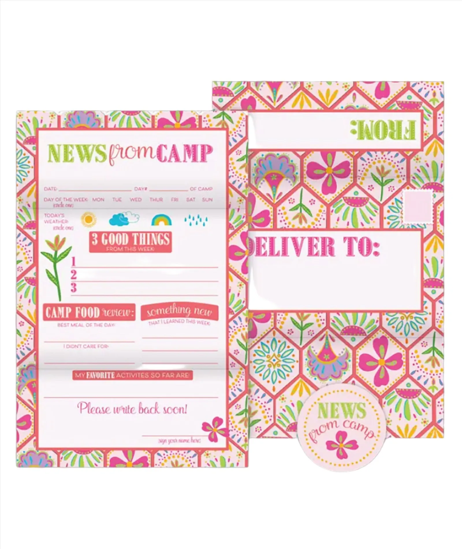 News From Camp Pretty Floral Fold and Seal Stationery