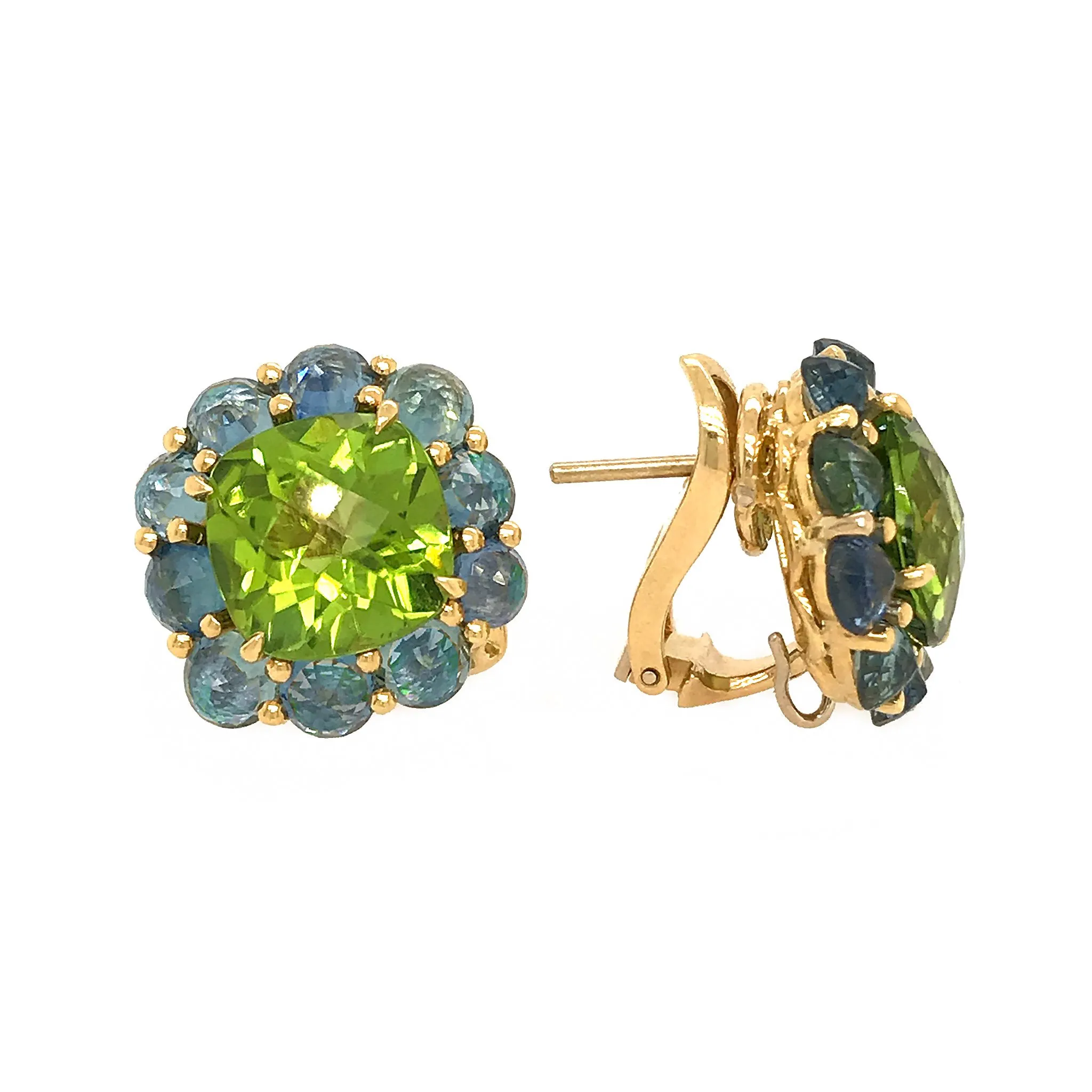 Paolo Costagli 18k Yellow Gold Peridot and Sapphire Earrings