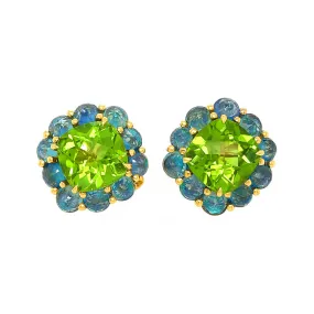 Paolo Costagli 18k Yellow Gold Peridot and Sapphire Earrings