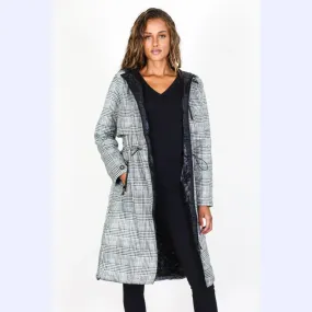 Plaid Long Toggle Trench Coat