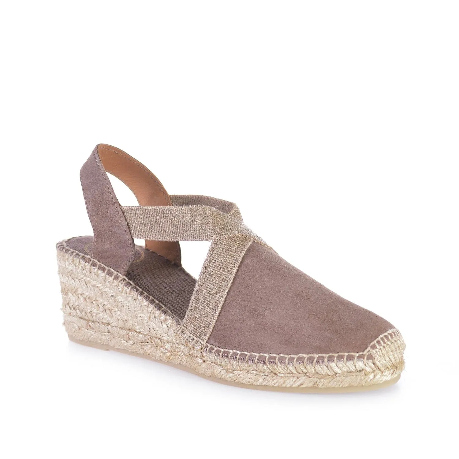 Plain Suede Leather Wedge Espadrille for Women - Tona