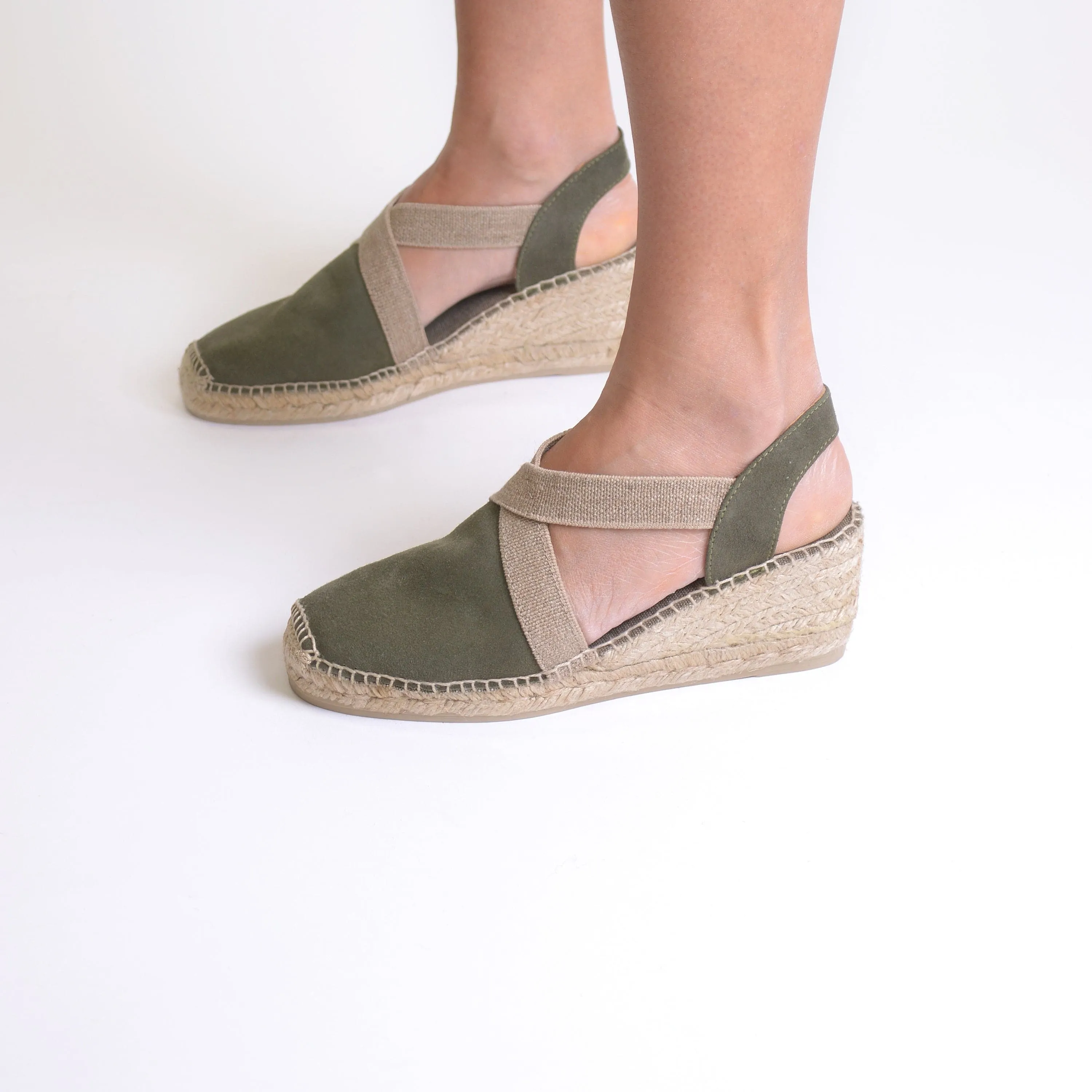 Plain Suede Leather Wedge Espadrille for Women - Tona