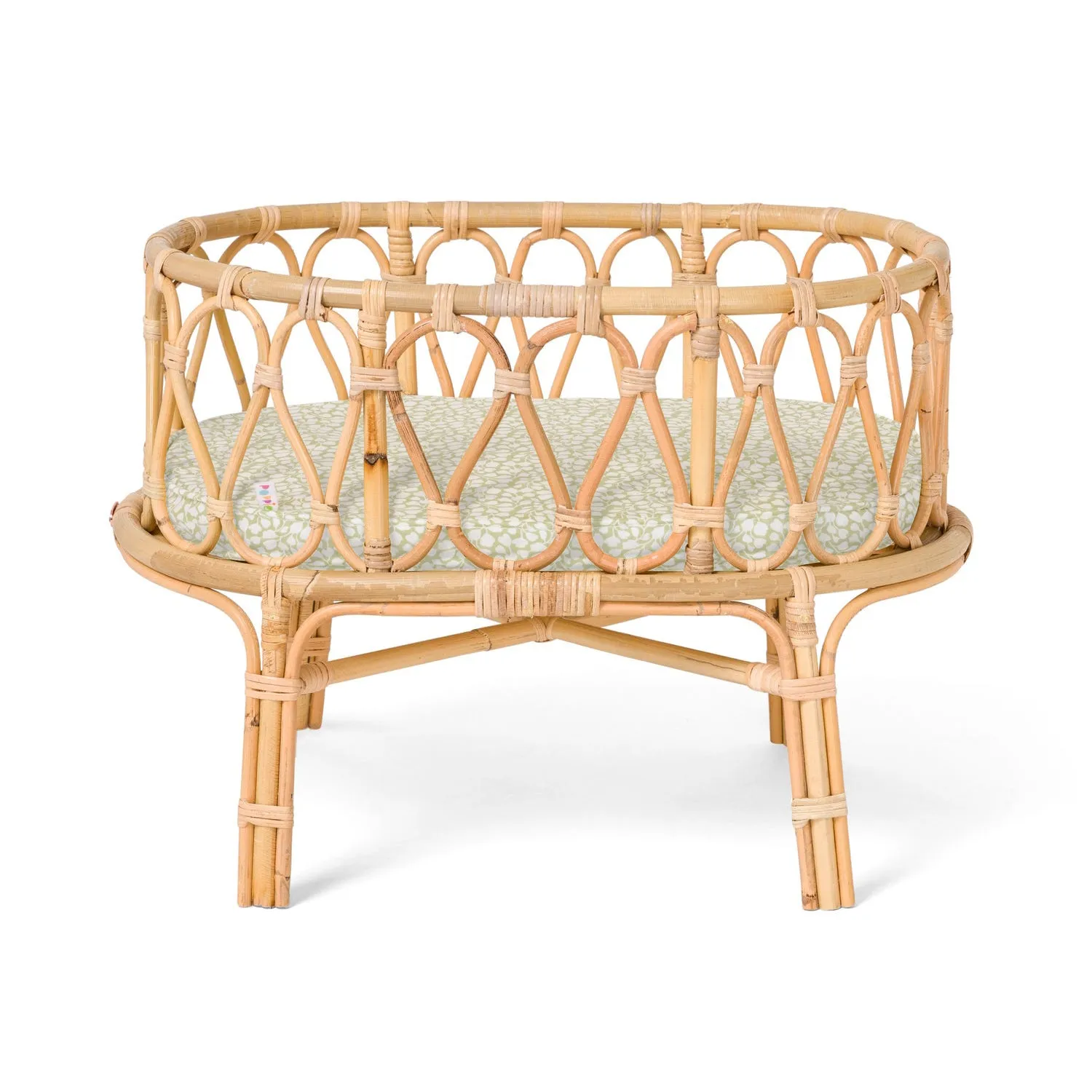 Poppie Rattan Doll Crib - Olive Leaves