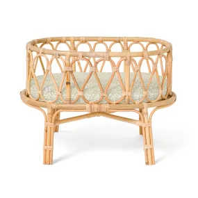 Poppie Rattan Doll Crib - Olive Leaves