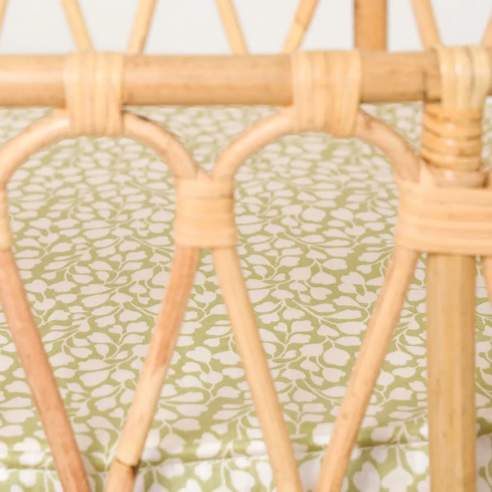 Poppie Rattan Doll Crib - Olive Leaves