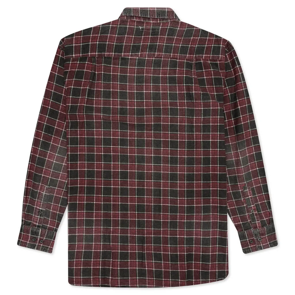 Rebuild by Rebuild Flannel Ribbon Shirt - Burgundy/Olive