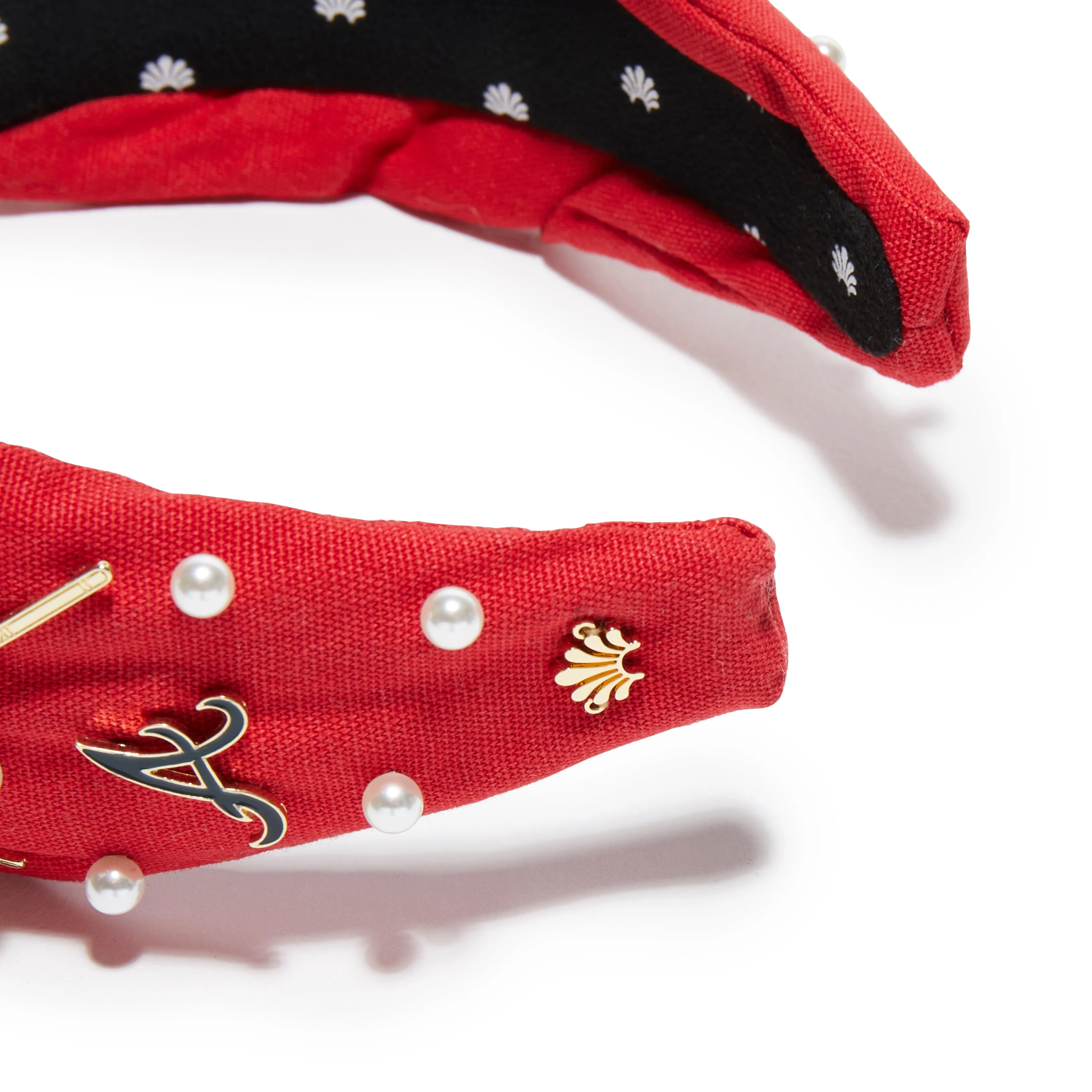 RED ATLANTA BRAVES EMBELLISHED KNOTTED HEADBAND