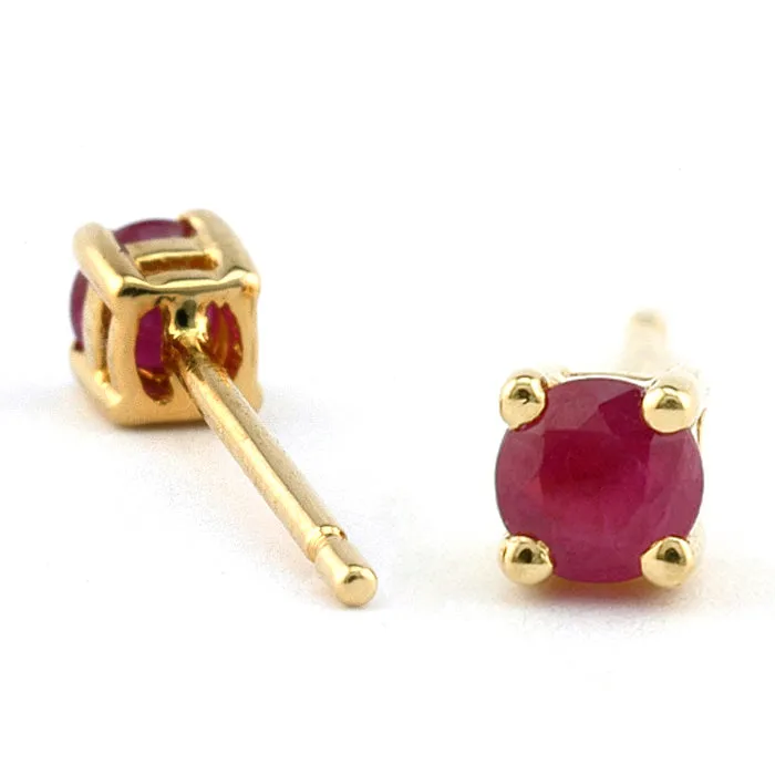 Round Ruby Stud Earrings,  3mm