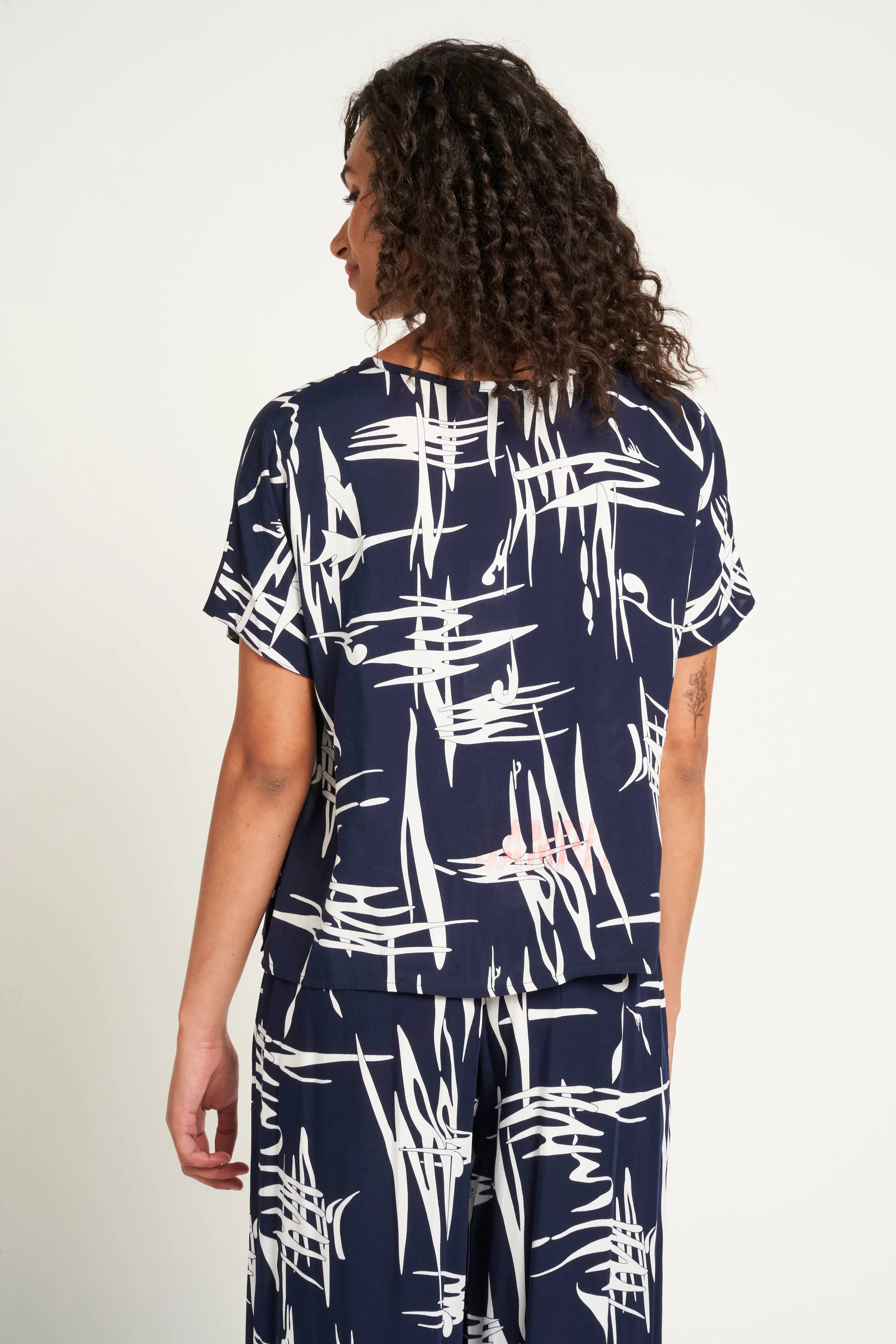 Saloos Cross Hatch Print Boxy Top