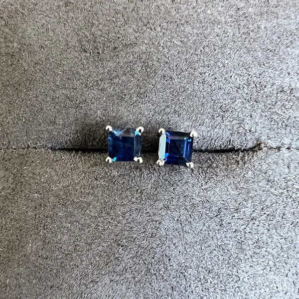 Square Gemstone Stud Earrings