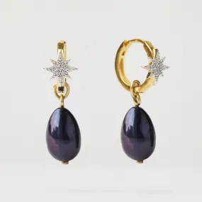 Starburst Black Pearl Drop Earrings