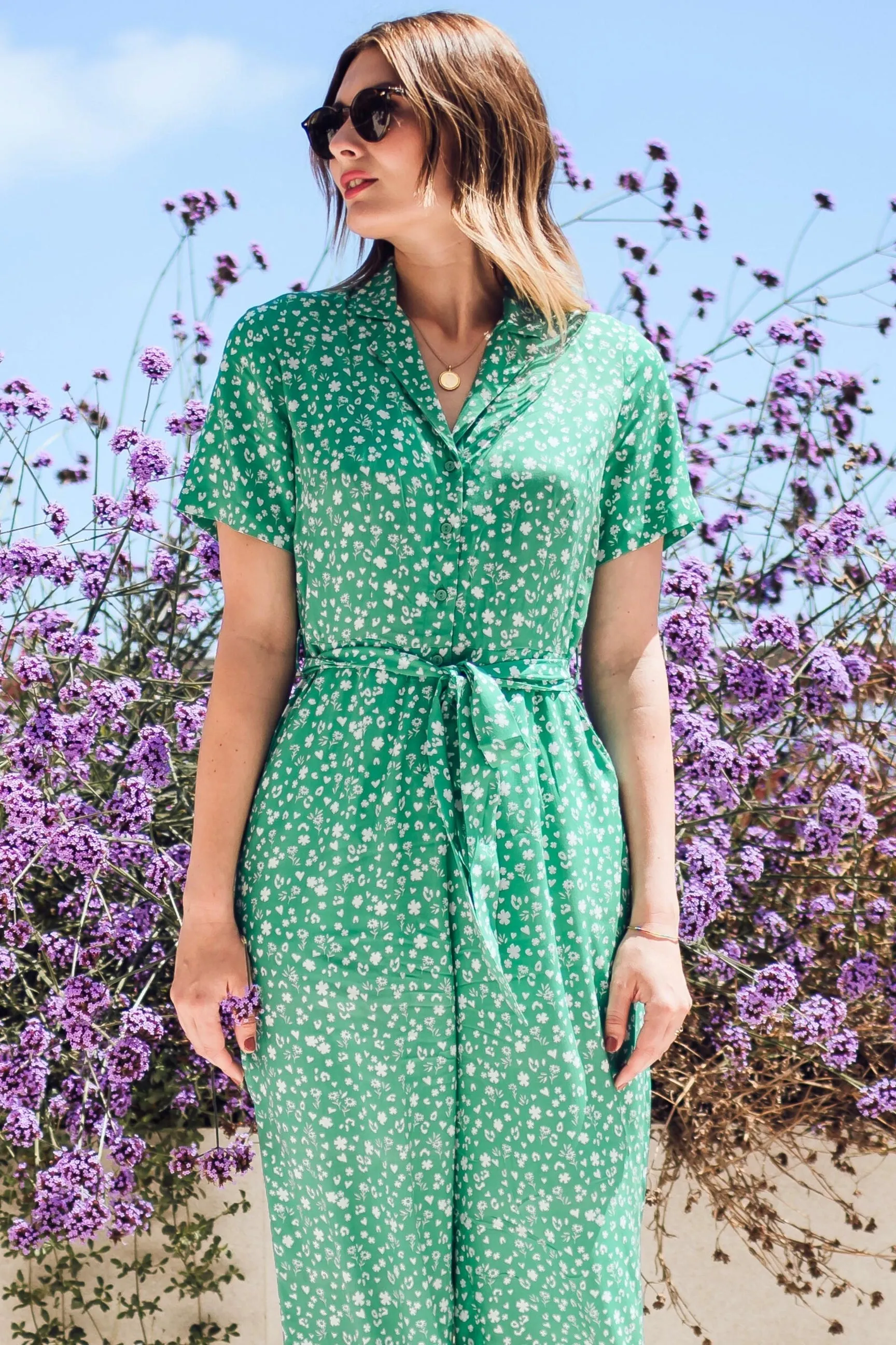 Sugarhill Brighton Pandora Green Scatter Print Jumpsuit