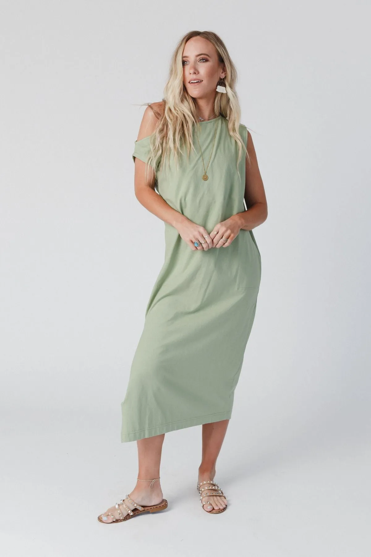 Taking Sides Dress - Light Olive