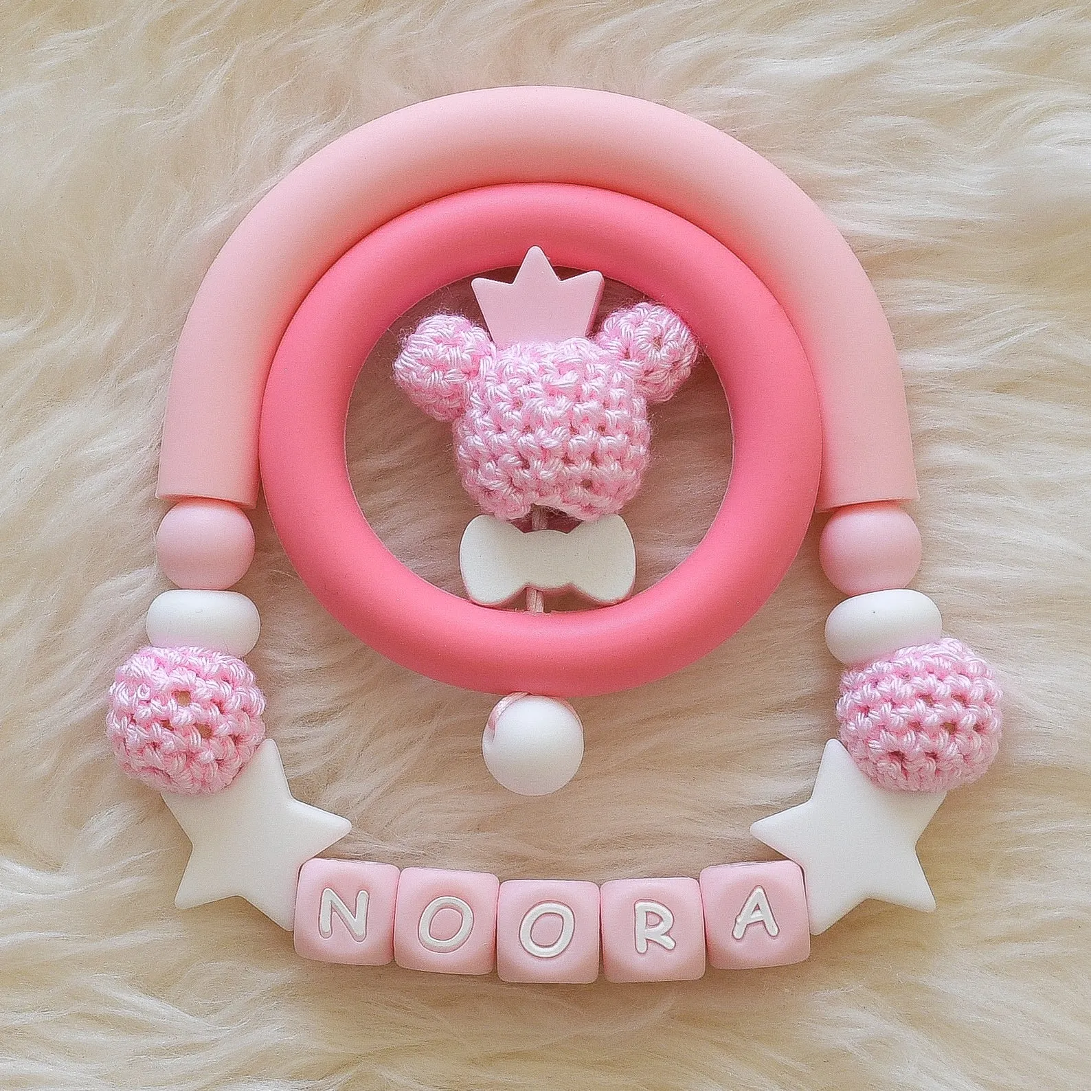 Teddy Bear Silicone Pacifier Clip Set