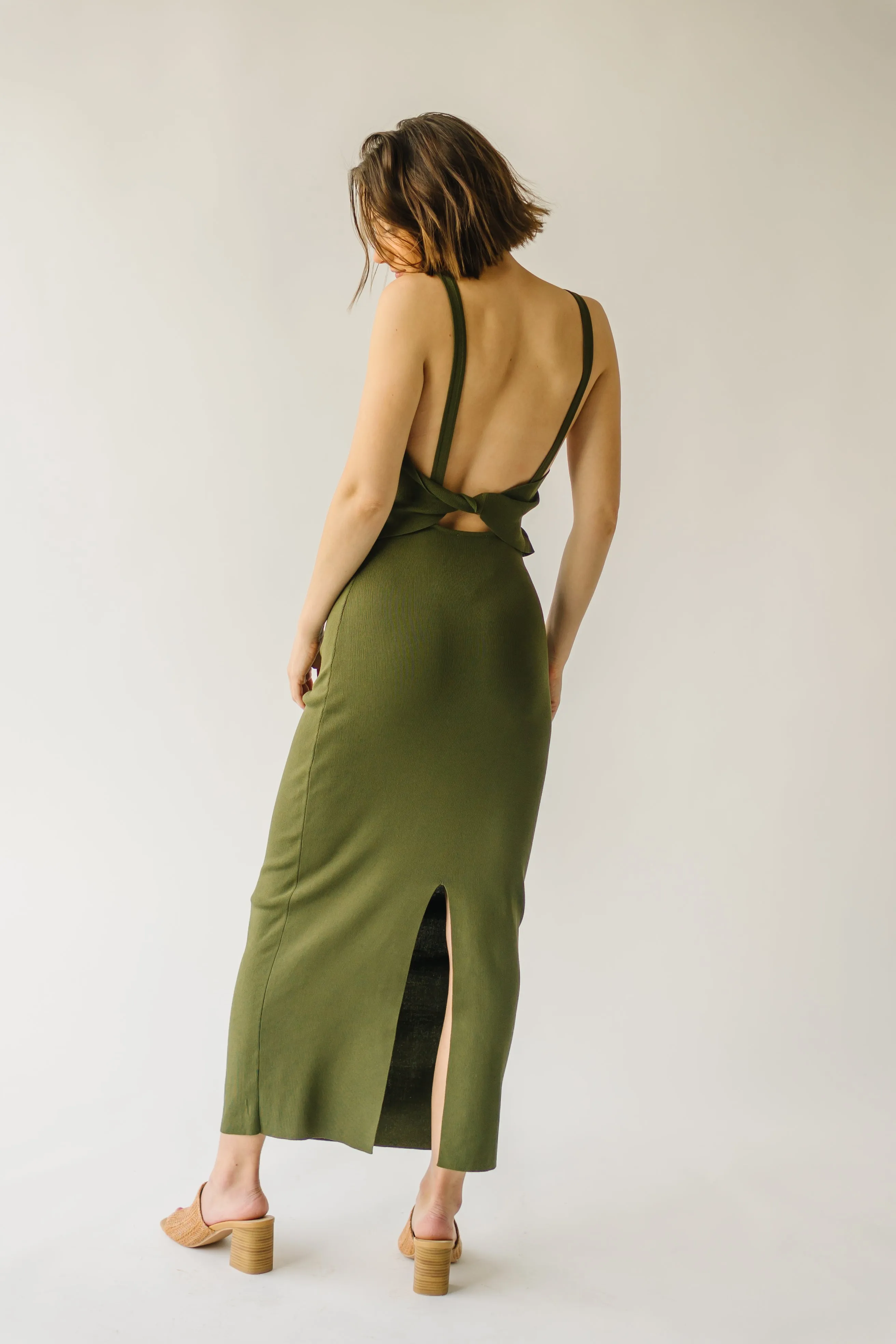 The Dray Tank Midi Dress in Olive Green