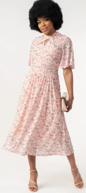 Tina Floral Midi Dress Apricot