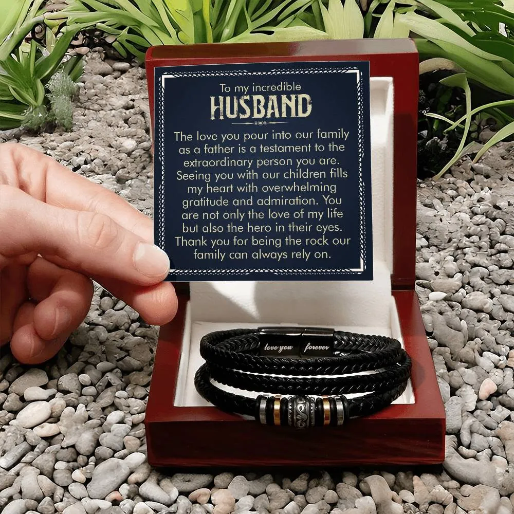 To My Husband Bracelet from Wife, Thank You for Being the Rock Our Family Can Always Rely On