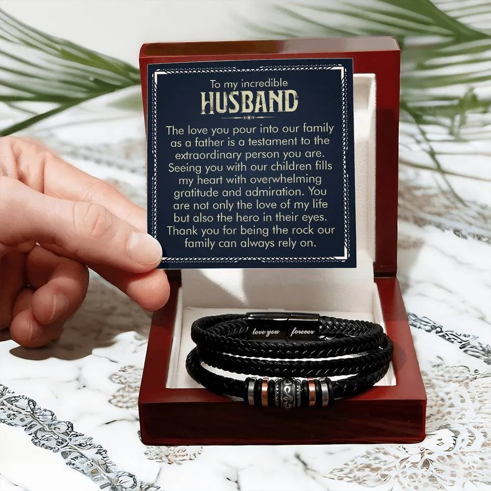 To My Husband Bracelet from Wife, Thank You for Being the Rock Our Family Can Always Rely On