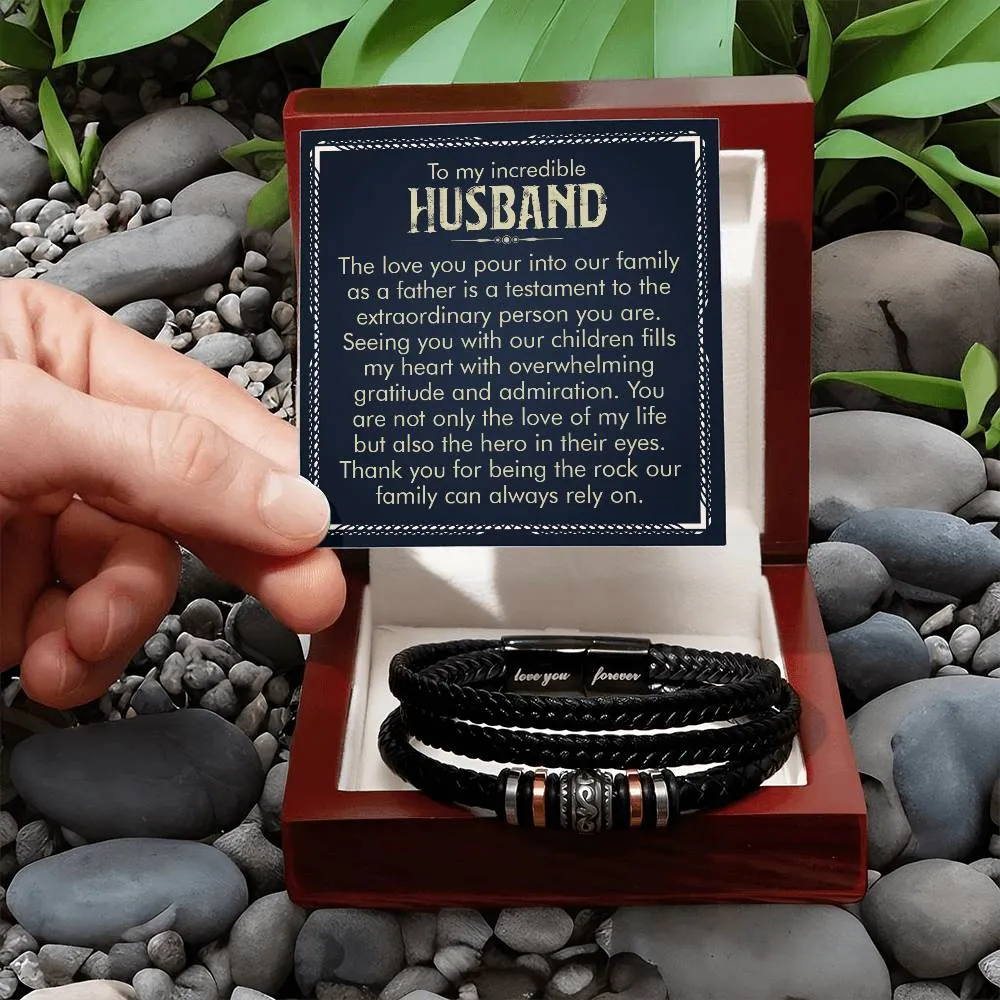 To My Husband Bracelet from Wife, Thank You for Being the Rock Our Family Can Always Rely On