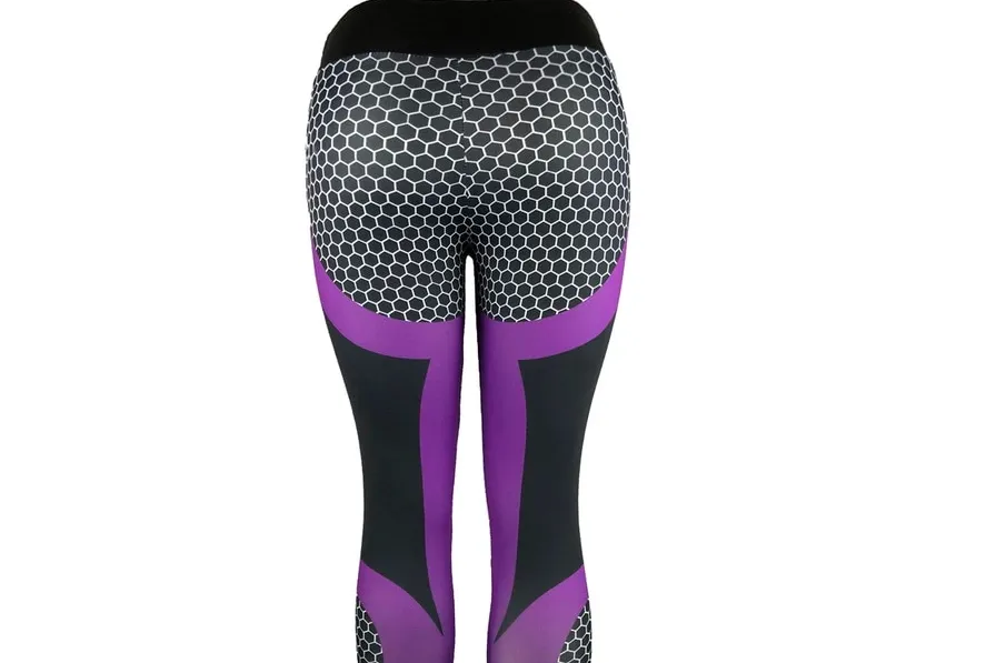 Ultralite-Purple  Women Mesh Print High Waist Elastic