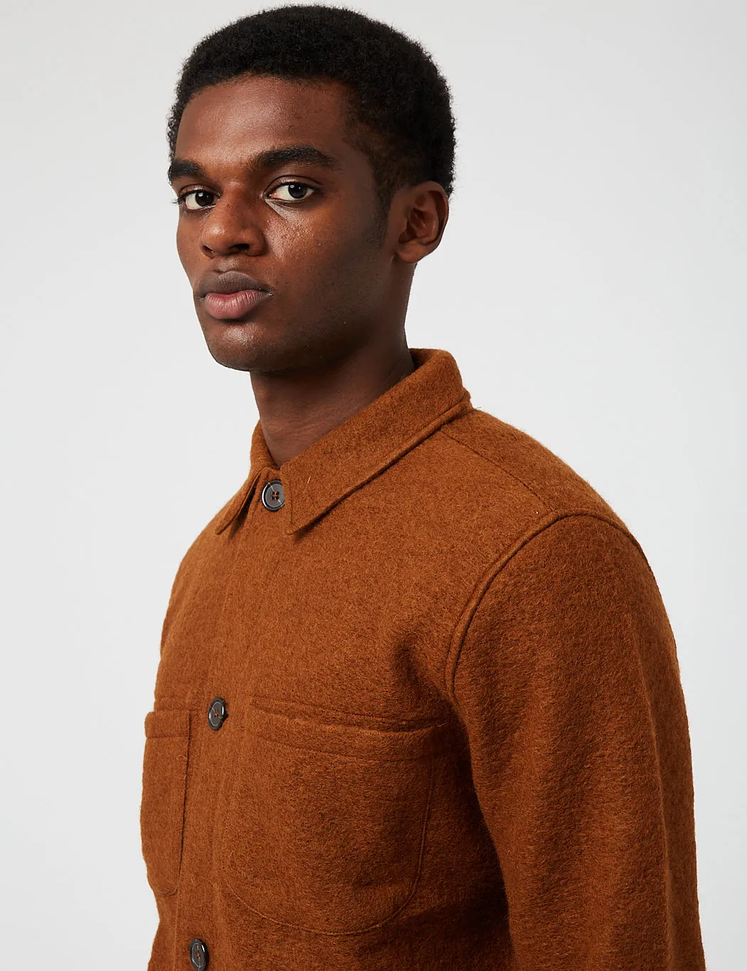 Universal Works Lumber Jacket (Wool Fleece) - Rust Brown