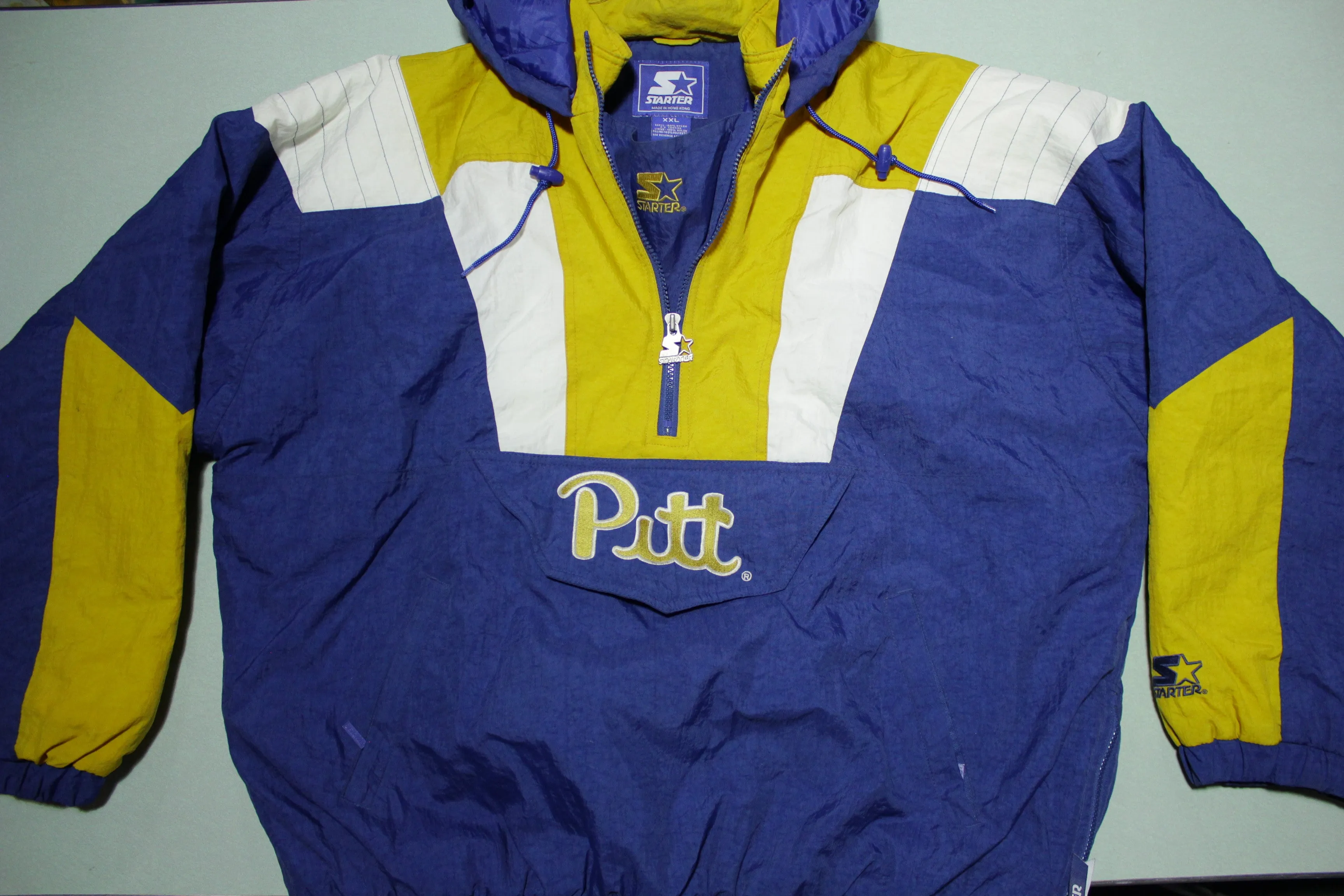 University of Pittsburgh Panthers Logo Vintage 90's Starter Pullover Hoodie Jacket Center Pouch