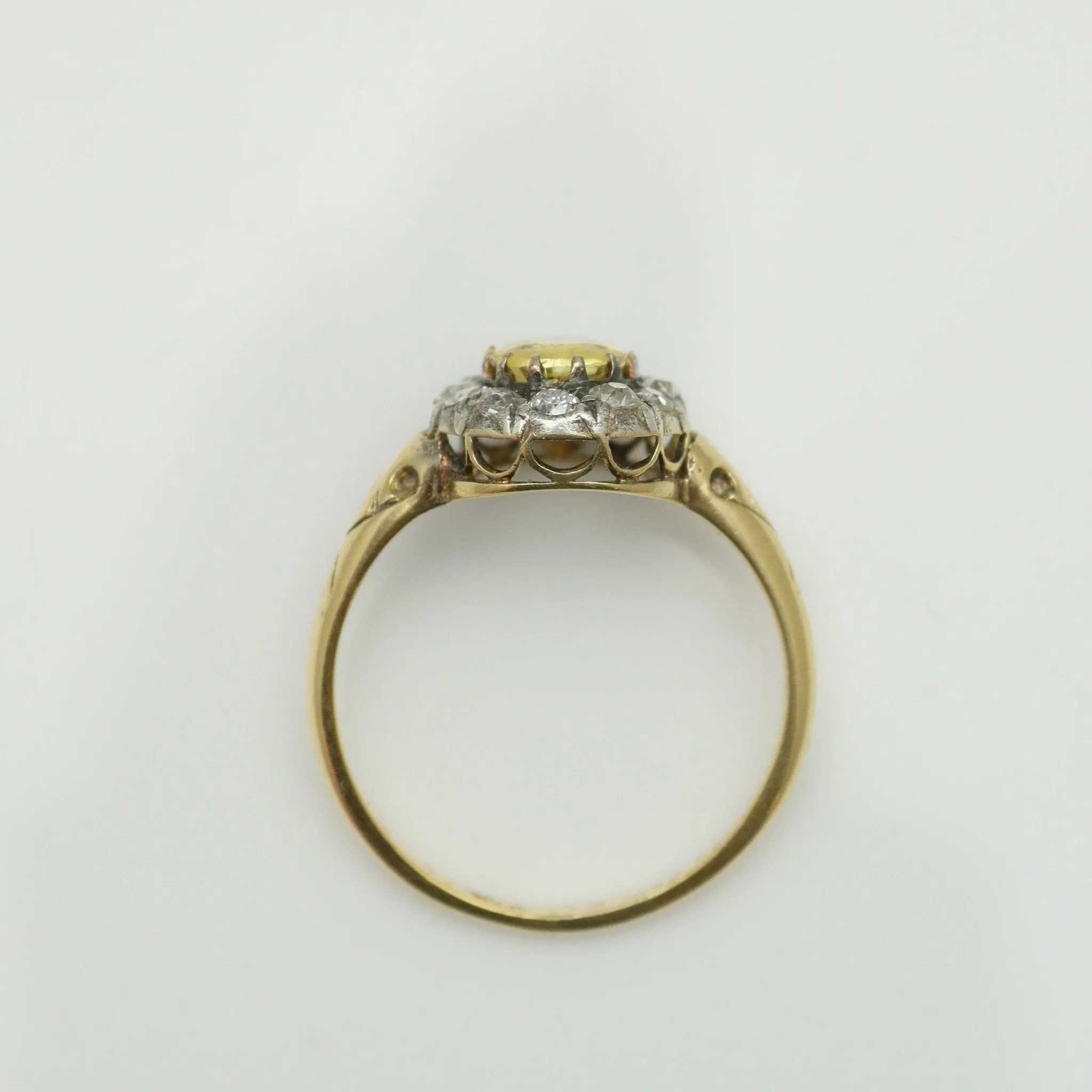 Victorian Yellow Sapphire and Diamond Cluster Ring