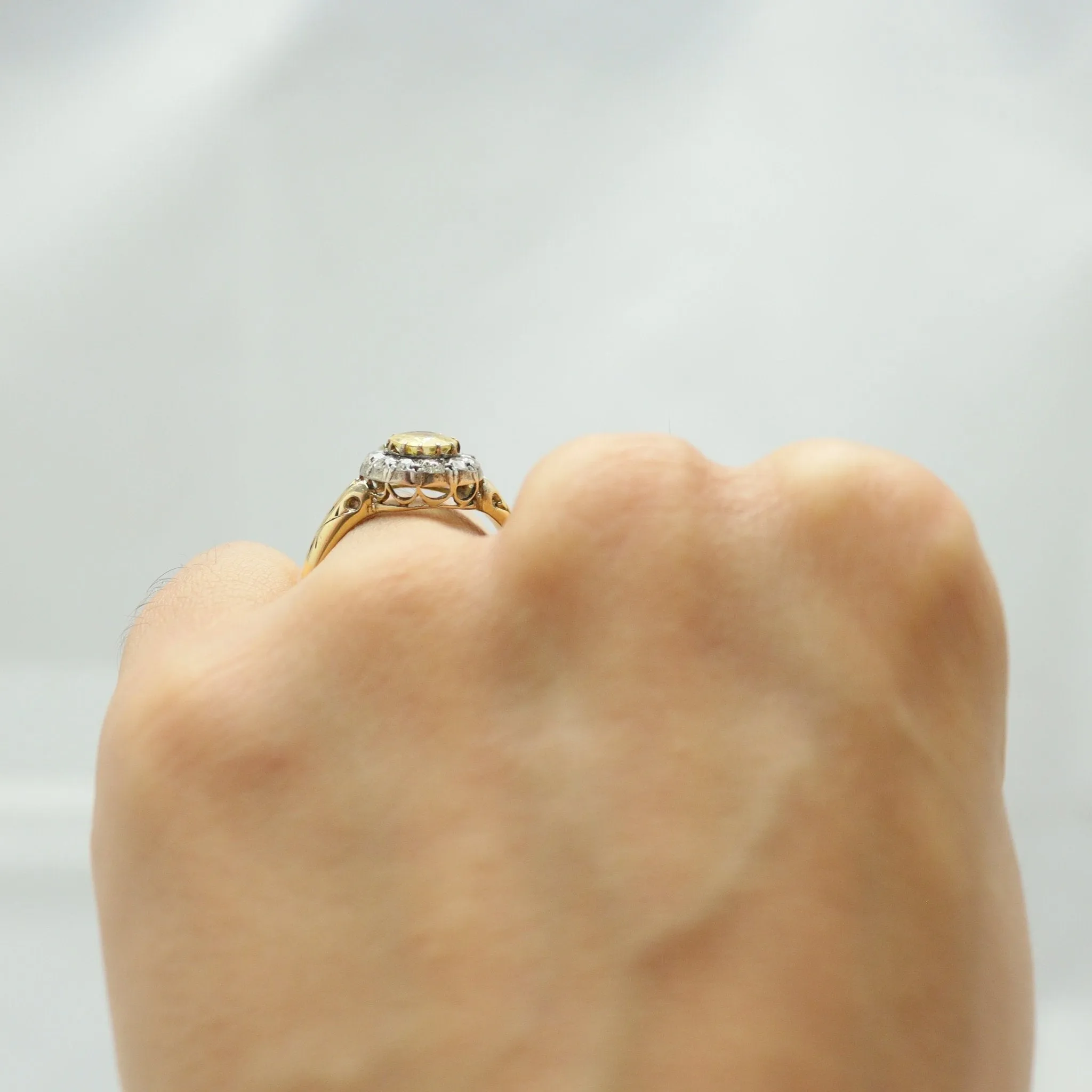 Victorian Yellow Sapphire and Diamond Cluster Ring