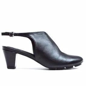 WAVE MID HEEL - BLACK LEATHER