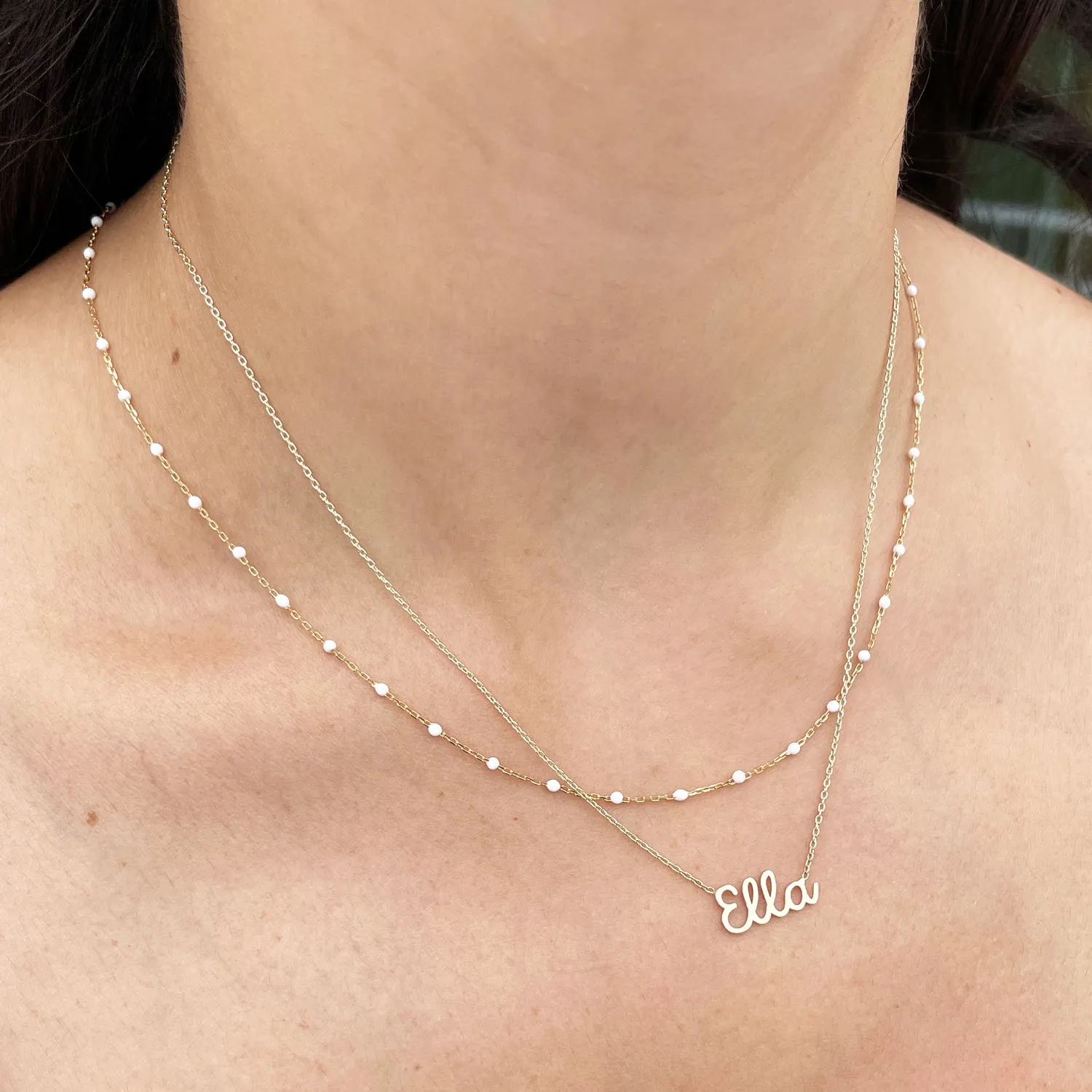 White Bead Chain Necklace