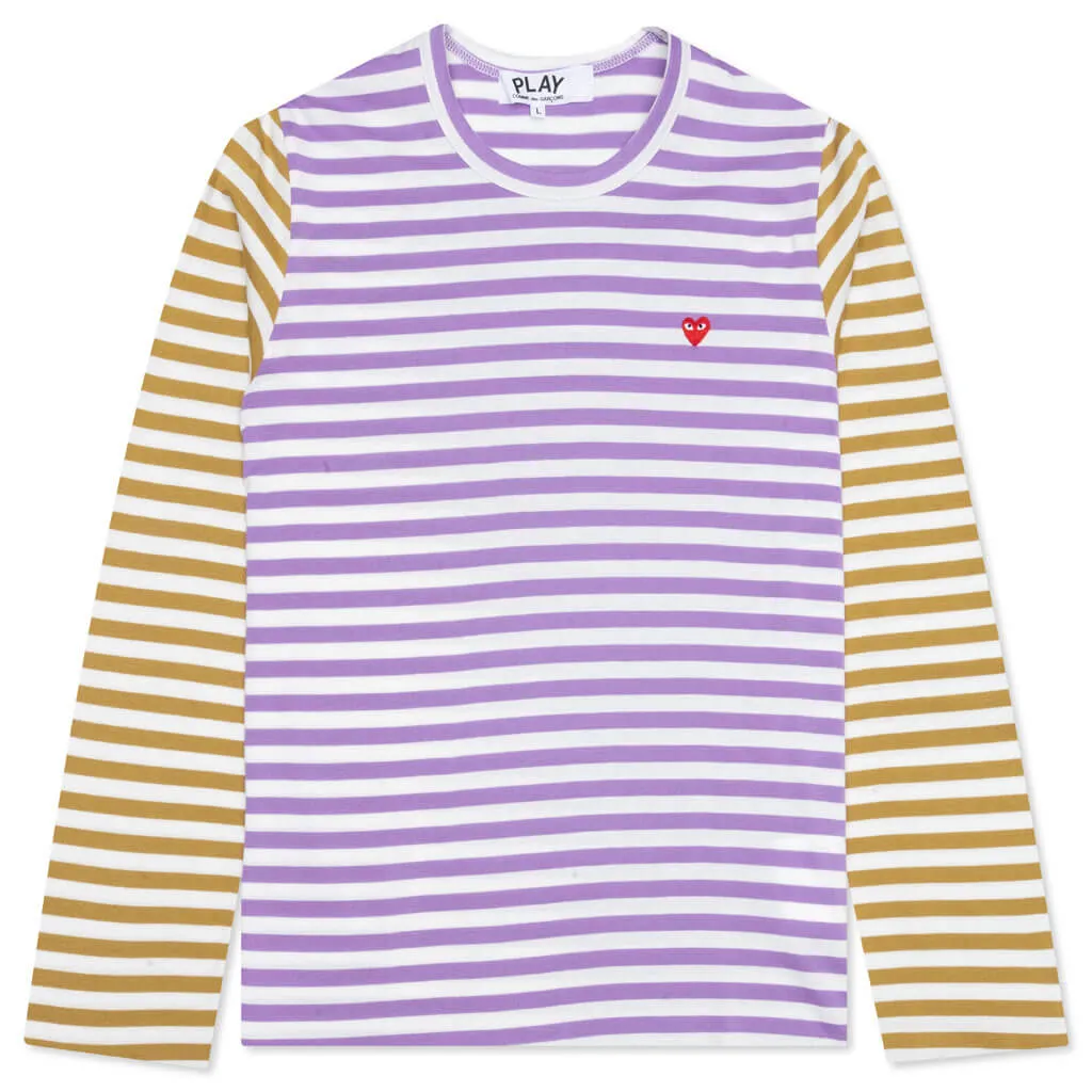 Women's Bi-Color Stripe T-Shirt - Purple/Olive